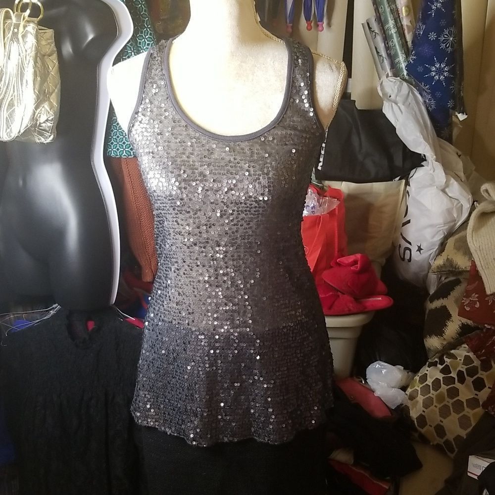 H.i.P. Gravel Sequined Tunic Tank Top NWT Sz. XS Happening In The Now